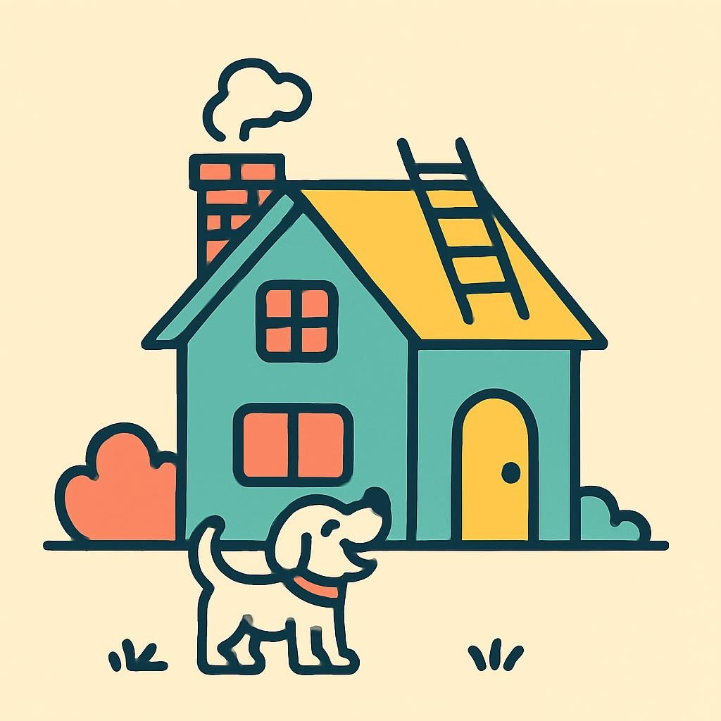 Drawing of a house with a chimney